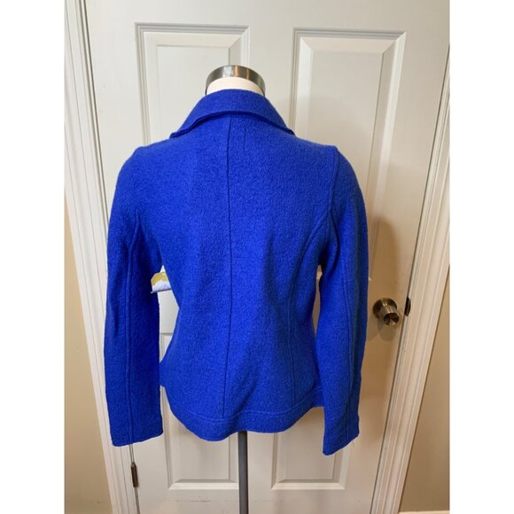 Tahari Blue Boiled Wool Asymmetrical Zip Moto Jacket, Size Small - Picture 5 of 5